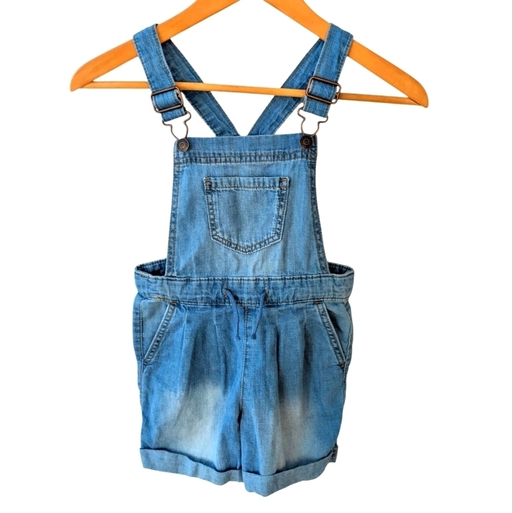 Cat & Jack Girls Denim Overalls Shorts Cotton SZ 4/5